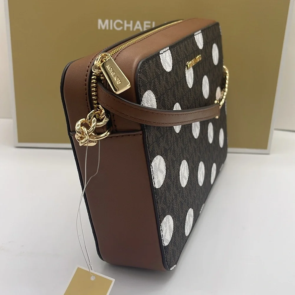 MICHAEL KORS Jet Set Large East West Zip Printed Logo Crossbody Bag Luggage  NWT
